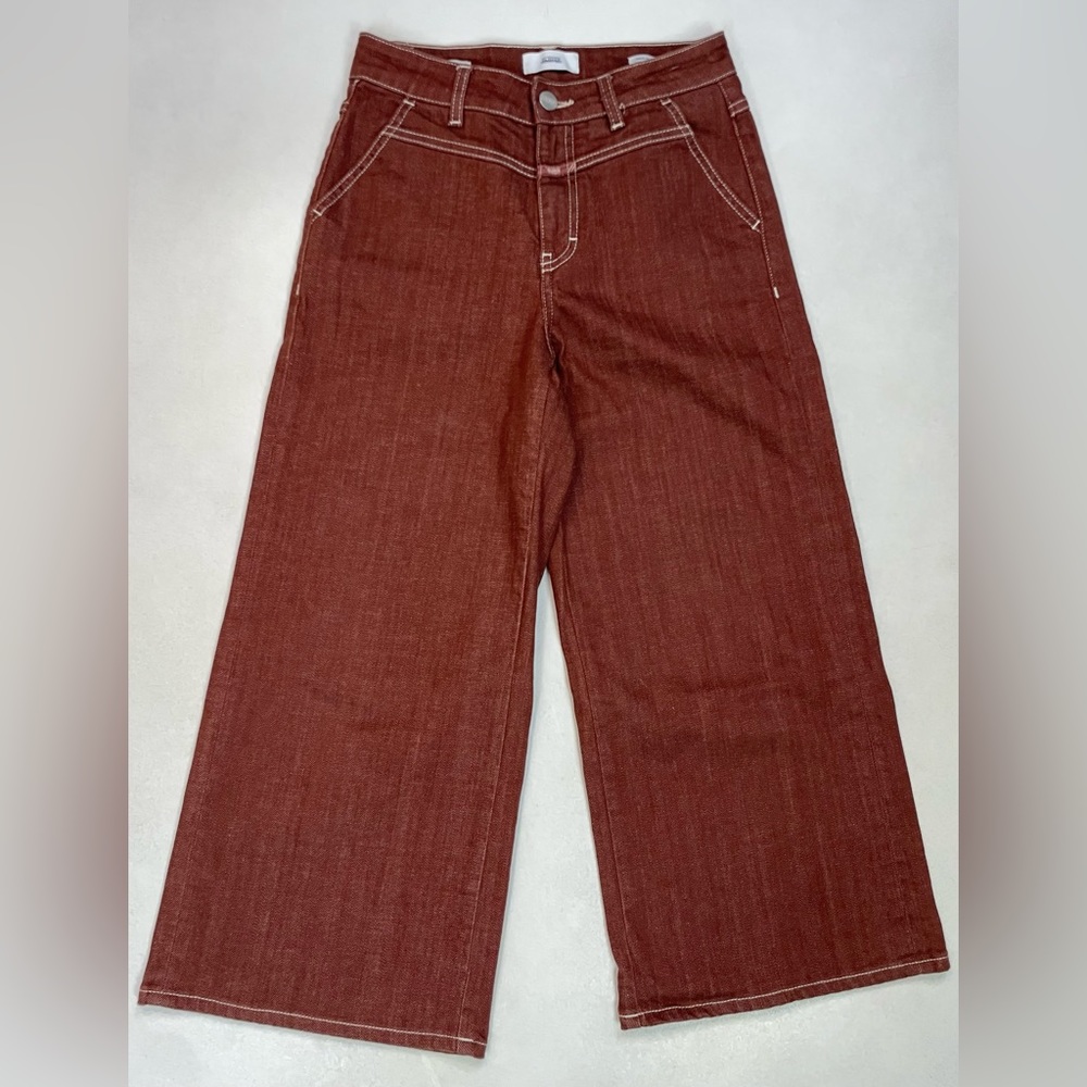 Closed Rosy Cropped Wide Leg Denim Jeans Women Size 25 Brown